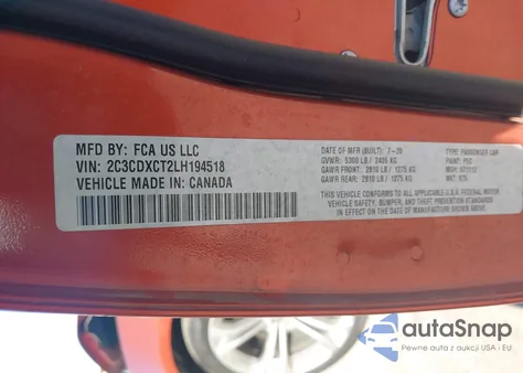 2020 Dodge Charger R/T Rwd from USA, damaged, VIN 2C3CDXCT2LH194518